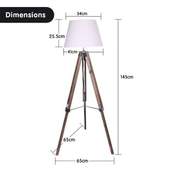 Sarantino Solid Wood Tripod Floor Lamp Adjustable Height White Shade Tristar Online