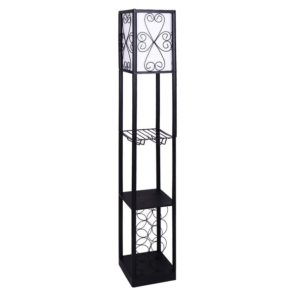 Sarantino Metal Etagere Floor Lamp with Wine Holder Shelf Tristar Online