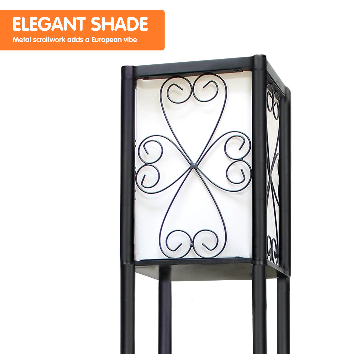 Sarantino Metal Etagere Floor Lamp with Wine Holder Shelf Tristar Online