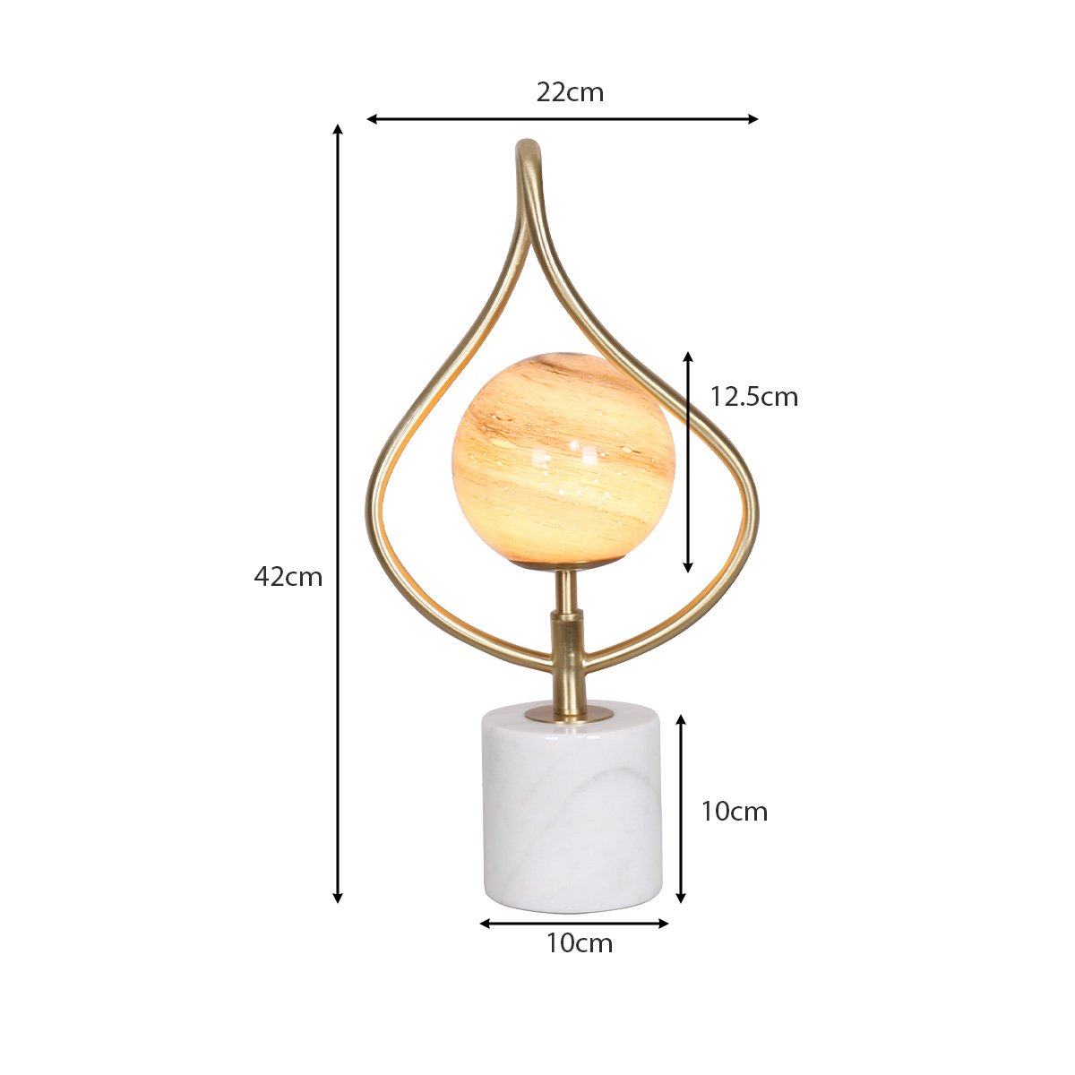 Sarantino Sculptural Orange Glass Table Lamp With White Marble Base Tristar Online