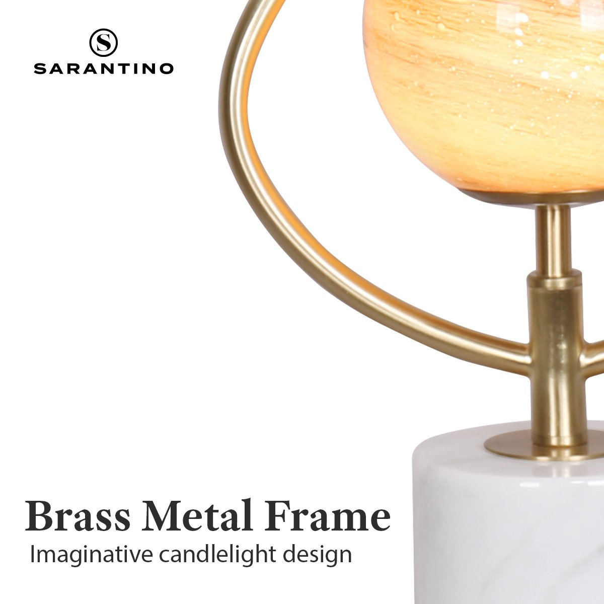 Sarantino Sculptural Orange Glass Table Lamp With White Marble Base Tristar Online