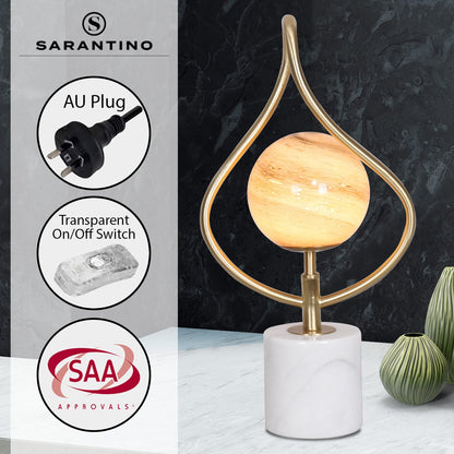 Sarantino Sculptural Orange Glass Table Lamp With White Marble Base Tristar Online
