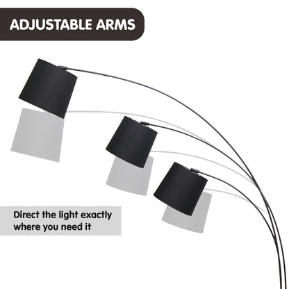 Sarantino 3-Light Arc Floor Lamp Adjustable Black 3 Shades Tristar Online