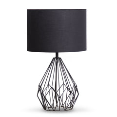 Sarantino Metal Wire Table Lamp in Black Finish With Black Drum Shade Tristar Online