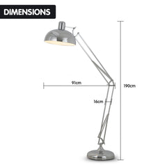 Sarantino Metal Architect Floor Lamp Shade Adjustable Height - Chrome Tristar Online