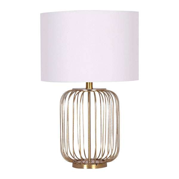 Sarantino Rose Gold Table Lamp with Linen Drum Shade Tristar Online