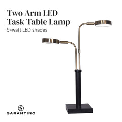 Sarantino LED Metal Table Lamp with 2 Lights Brushed Gold Black Finish Tristar Online