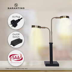 Sarantino LED Metal Table Lamp with 2 Lights Brushed Gold Black Finish Tristar Online