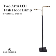 Sarantino LED Metal Floor Lamp with 2 Lights in Brushed Gold and Black Finish Tristar Online