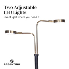 Sarantino LED Metal Floor Lamp with 2 Lights in Brushed Gold and Black Finish Tristar Online