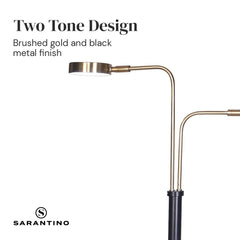 Sarantino LED Metal Floor Lamp with 2 Lights in Brushed Gold and Black Finish Tristar Online