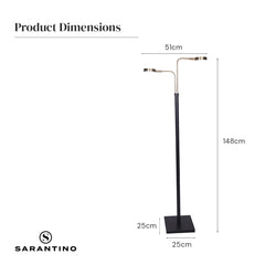 Sarantino LED Metal Floor Lamp with 2 Lights in Brushed Gold and Black Finish Tristar Online