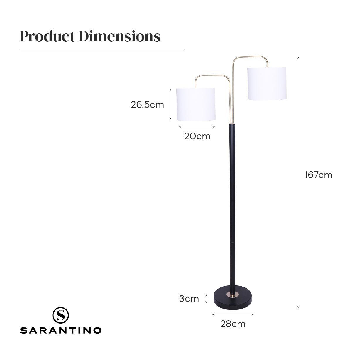 Sarantino Black/Brass Finish Reading Light  Electric Table Lamp Tristar Online