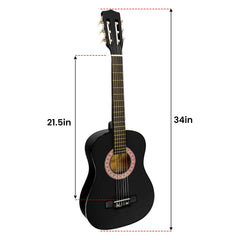 Karrera 34in Acoustic Children Wooden Guitar - Black Tristar Online