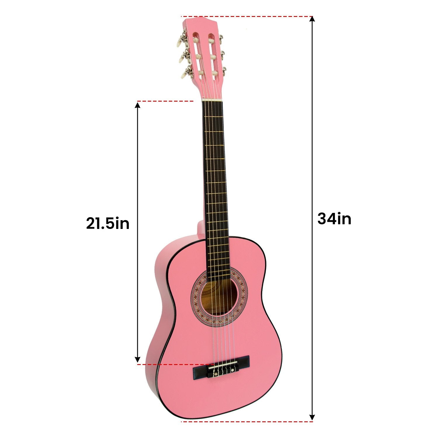 Karrera 34in Acoustic Wooden Childrens Guitar - Pink Tristar Online