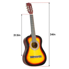 Karrera 34in Acoustic Wooden Childrens Guitar - Sunburst Tristar Online