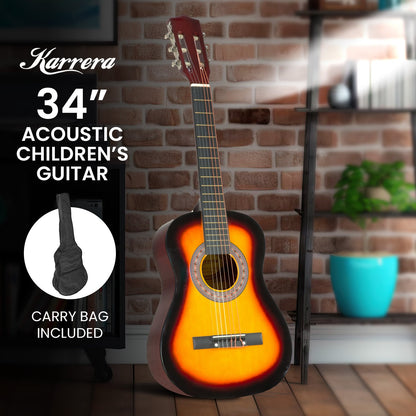 Karrera 34in Acoustic Wooden Childrens Guitar - Sunburst Tristar Online