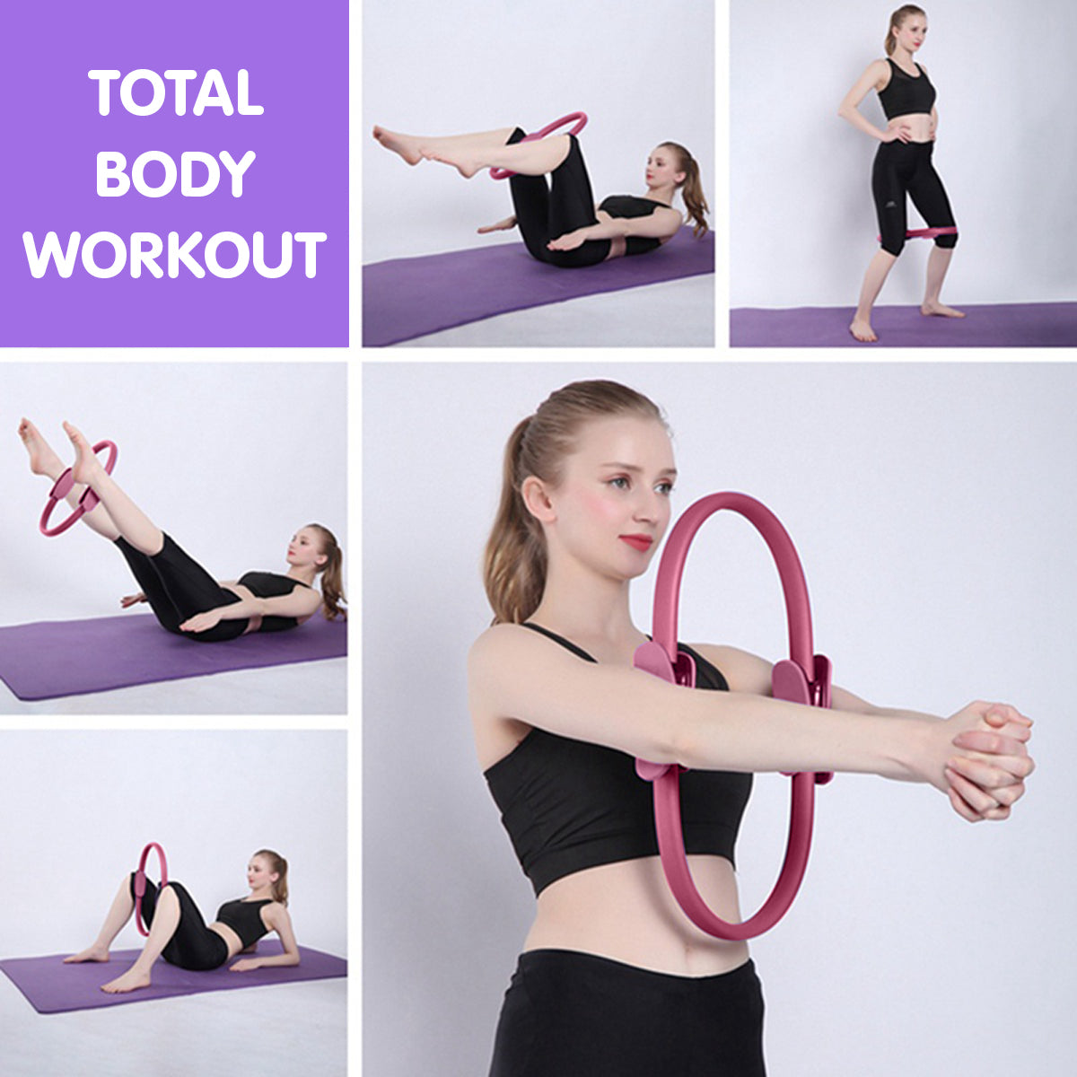 Powertrain Pilates Ring Band Yoga Home Workout Exercise Band Pink Tristar Online