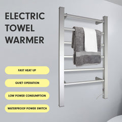 Pronti Heated Towel Rack Electric Bathroom Towel Rails Warmer 100w - Silver Tristar Online