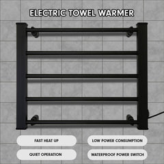 Pronti Heated Towel Rack Electric Bathroom Towel Rails Warmer Ev-90 -black Tristar Online