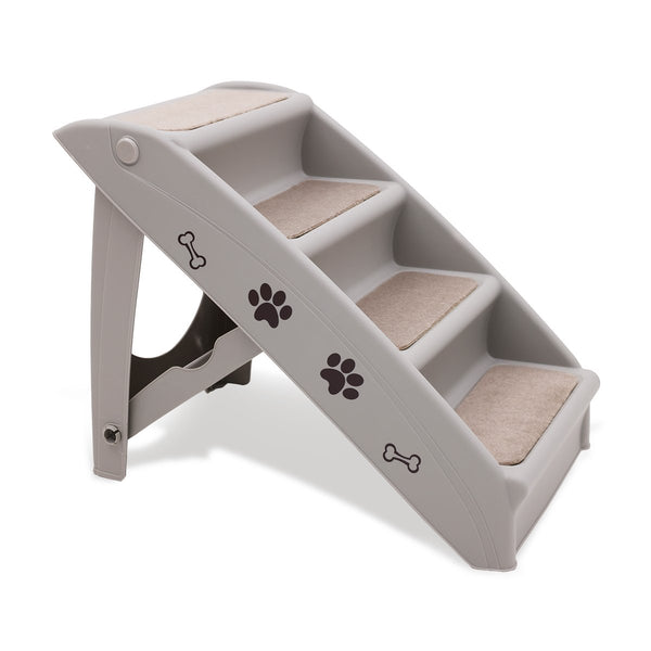 Furtastic Foldable Pet Stairs in Grey - 50cm Dog Ladder Cat Ramp with Non-Slip Mat for Indoor and Outdoor Use Tristar Online