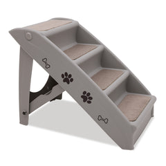 Furtastic Foldable Pet Stairs in Grey - 50cm Dog Ladder Cat Ramp with Non-Slip Mat for Indoor and Outdoor Use Tristar Online