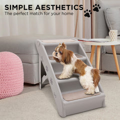 Furtastic Foldable Pet Stairs in Grey - 50cm Dog Ladder Cat Ramp with Non-Slip Mat for Indoor and Outdoor Use Tristar Online