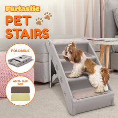 Furtastic Foldable Pet Stairs in Grey - 50cm Dog Ladder Cat Ramp with Non-Slip Mat for Indoor and Outdoor Use Tristar Online