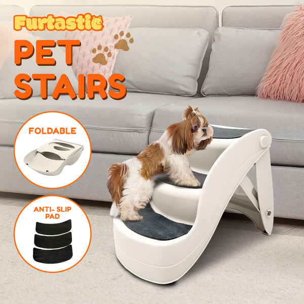 Furtastic 38cm Foldable Pet Stairs Ramp - White Tristar Online