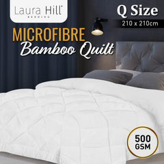 Laura Hill Microfibre Bamboo Comforter Quilt 500gsm - Queen Tristar Online