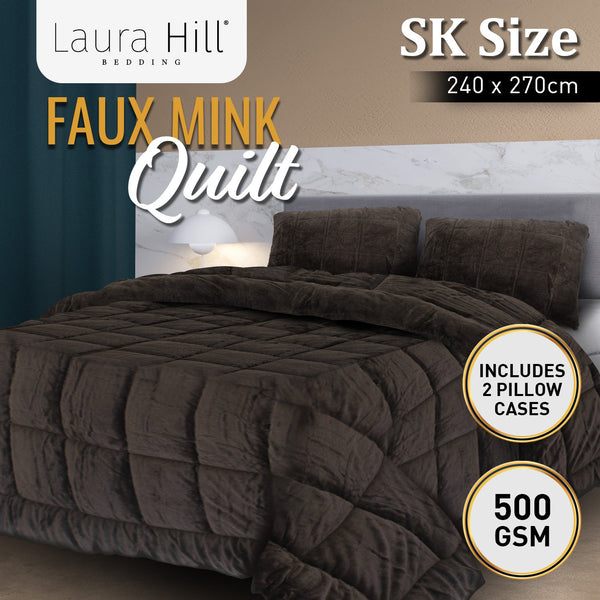 Laura Hill 500GSM Faux Mink Quilt Comforter - Super King Tristar Online