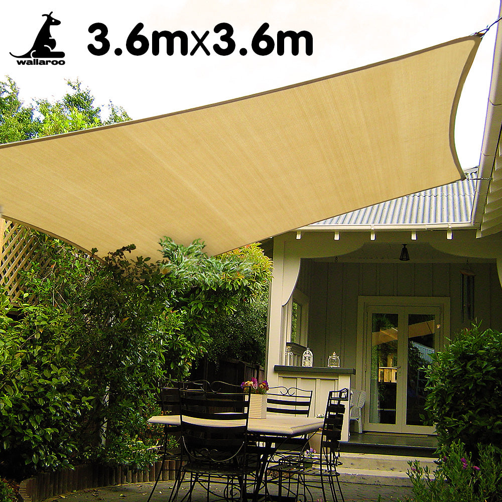 Wallaroo Square Shade Sail 3.6m x 3.6m - Sand Tristar Online