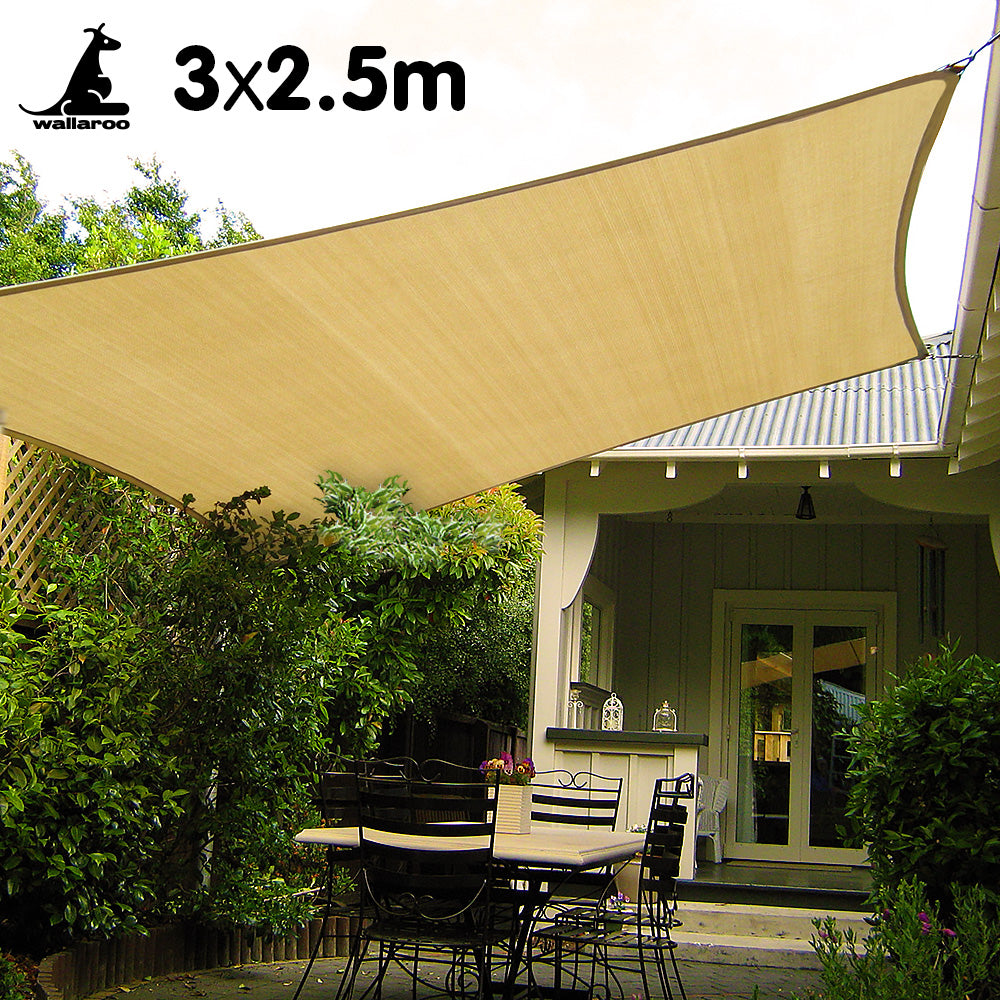 Wallaroo Rectangular Shade Sail 3 x 2.5m - Sand Tristar Online