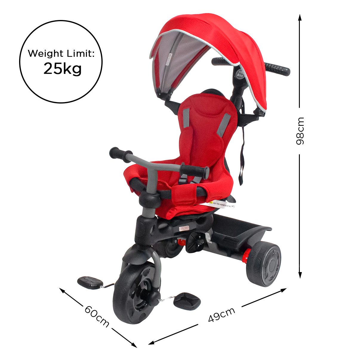 Veebee Explorer 3-stage Kids Trike With Canopy - Red Tristar Online