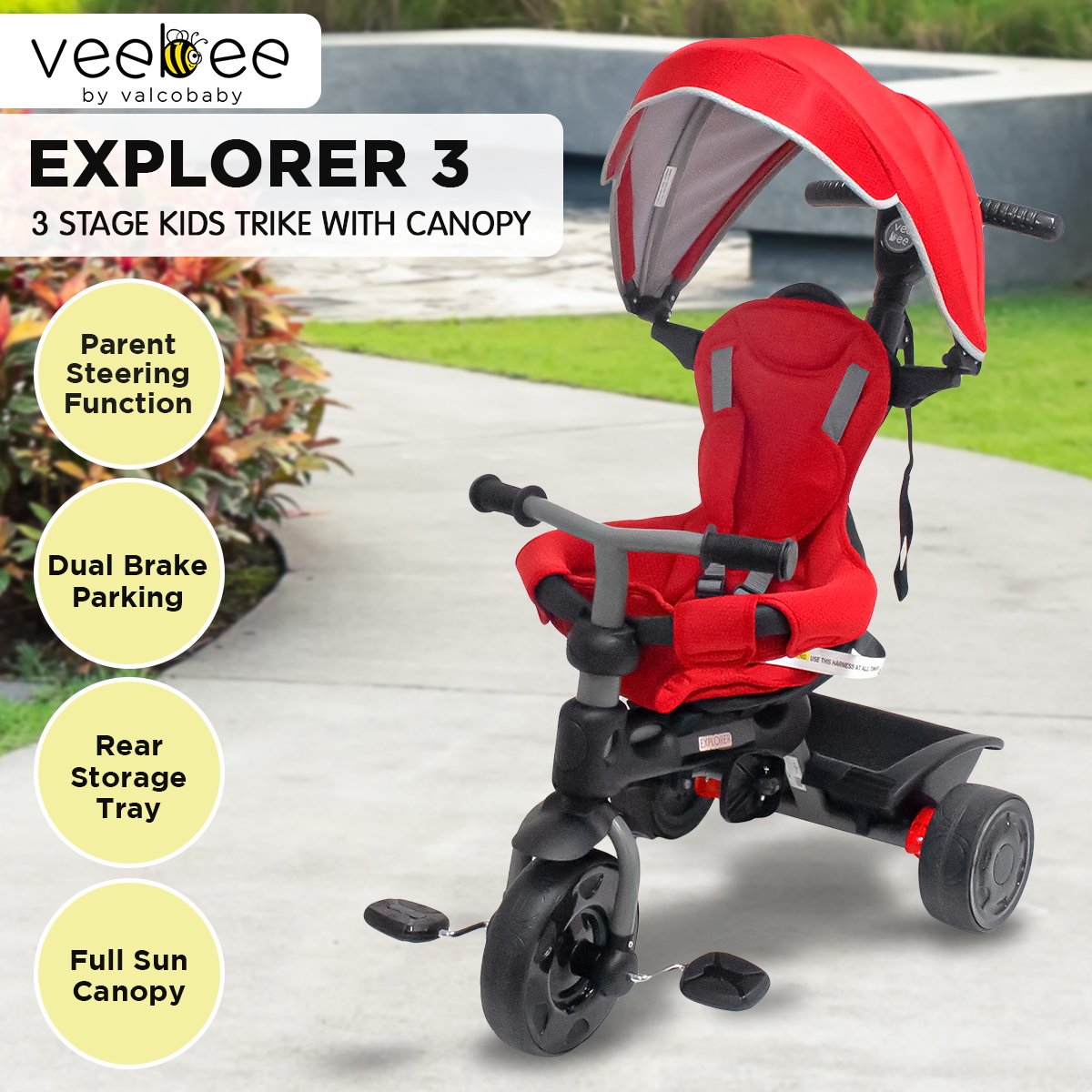 Veebee Explorer 3-stage Kids Trike With Canopy - Red Tristar Online