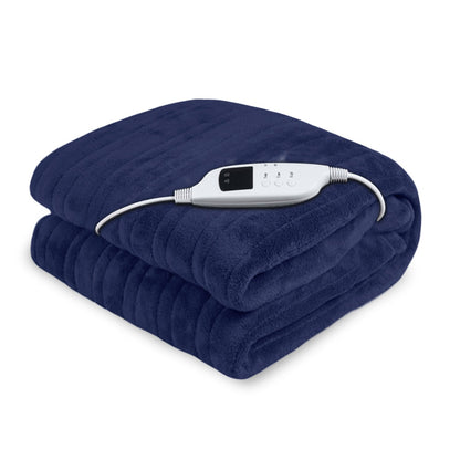 Laura Hill Heated Electric Blanket Coral Warm Fleece Winter Blue Tristar Online