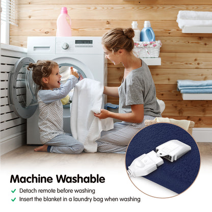 Laura Hill Heated Electric Blanket Coral Warm Fleece Winter Blue Tristar Online