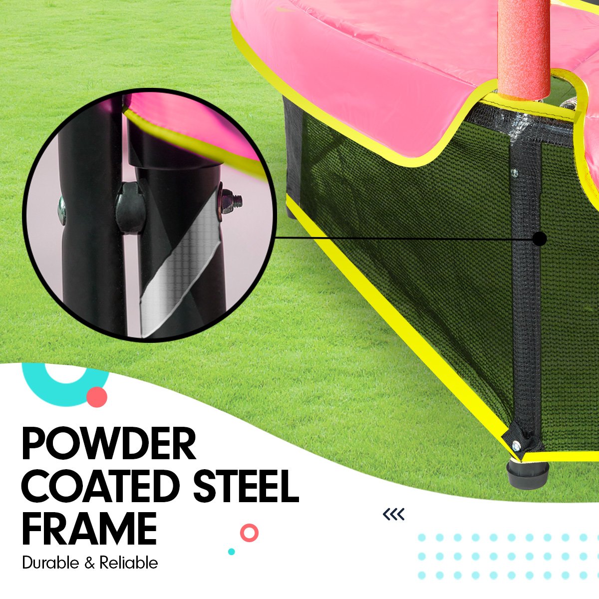 Kahuna 4.5ft Trampoline Round Free Safety Net Spring Pad Cover Mat Outdoor - Blue Pink Tristar Online