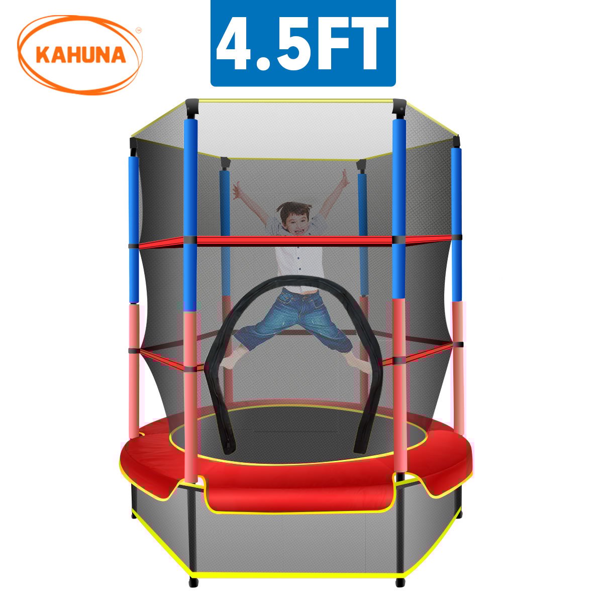 Kahuna 4.5ft Trampoline Round Free Safety Net Spring Pad Cover Mat Outdoor Red Tristar Online