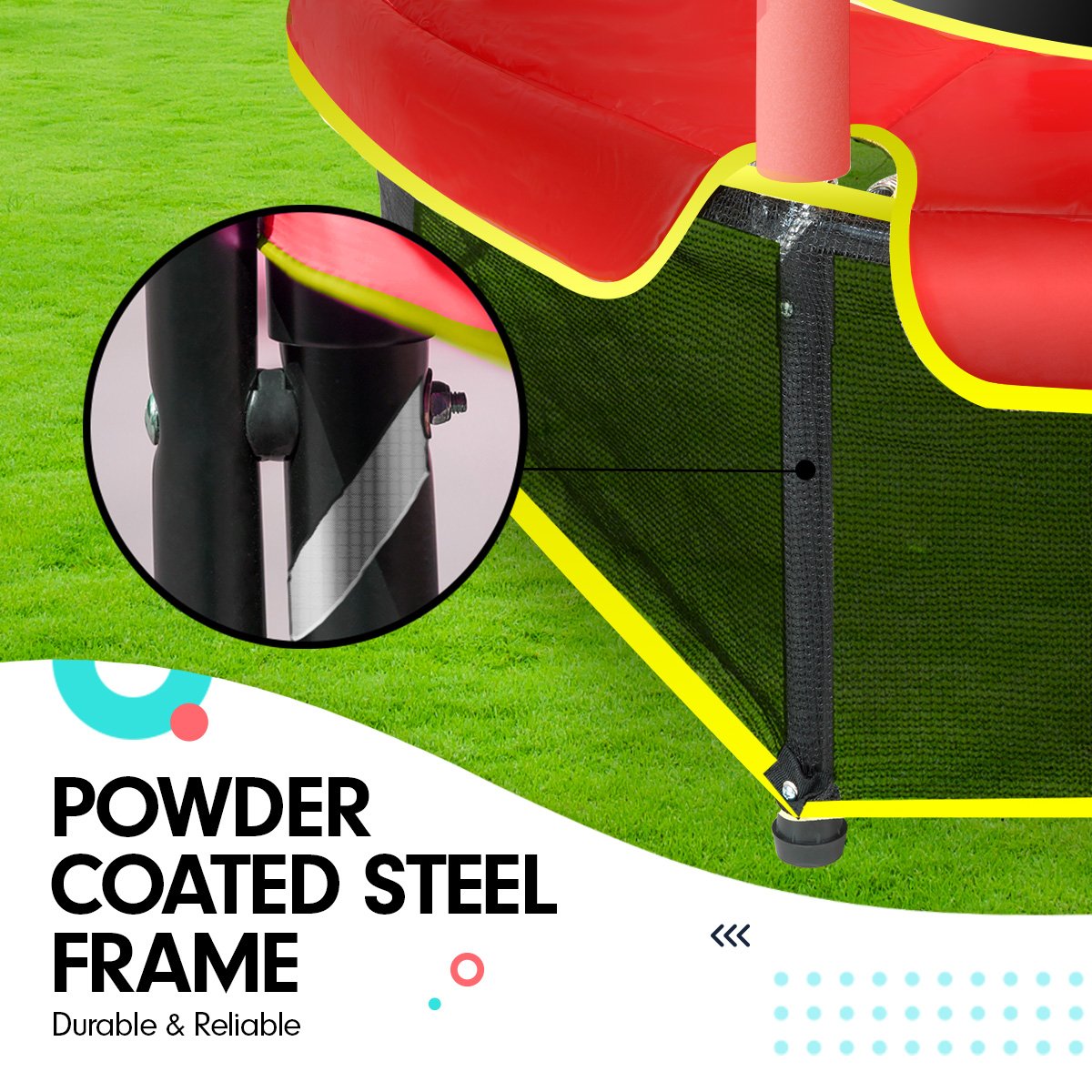 Kahuna 4.5ft Trampoline Round Free Safety Net Spring Pad Cover Mat Outdoor Red Tristar Online