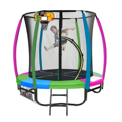 Kahuna Classic 6ft Trampoline Free Ladder Spring Mat Net Safety Pad Cover Round Enclosure Basketball Set - Rainbow Tristar Online