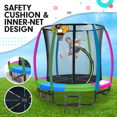 Kahuna Classic 6ft Trampoline Free Ladder Spring Mat Net Safety Pad Cover Round Enclosure Basketball Set - Rainbow Tristar Online