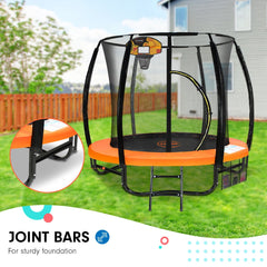 Kahuna 8ft Outdoor Orange Trampoline For Kids And Children Suited For Fitness Exercise Gymnastics With Safety Enclosure Basketball Hoop Set Tristar Online