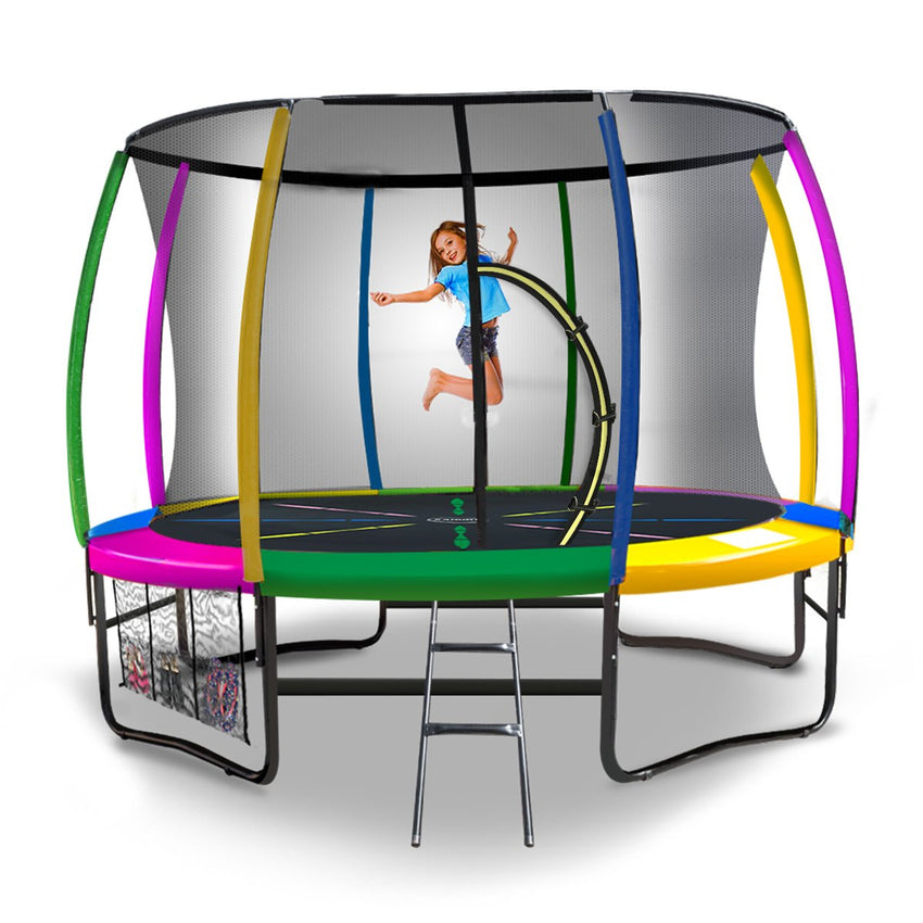 Kahuna 8ft Outdoor Rainbow Trampoline For Kids And Children Suited For Fitness Exercise Gymnastics With Safety Enclosure Tristar Online