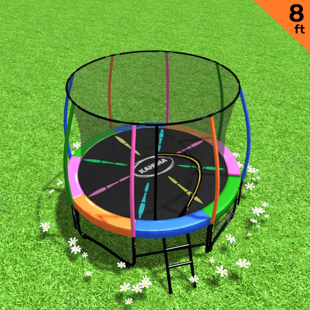 Kahuna 8ft Outdoor Rainbow Trampoline For Kids And Children Suited For Fitness Exercise Gymnastics With Safety Enclosure Tristar Online
