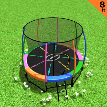 Kahuna 8ft Outdoor Rainbow Trampoline For Kids And Children Suited For Fitness Exercise Gymnastics With Safety Enclosure Tristar Online