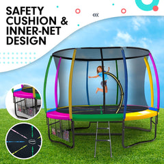 Kahuna 8ft Outdoor Rainbow Trampoline For Kids And Children Suited For Fitness Exercise Gymnastics With Safety Enclosure Tristar Online