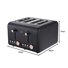 Pronti 4 Slice Toaster Rose Trim Collection - Black Tristar Online