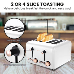 Pronti 4 Slice Toaster Rose Trim Collection - White Tristar Online