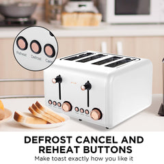 Pronti 4 Slice Toaster Rose Trim Collection - White Tristar Online